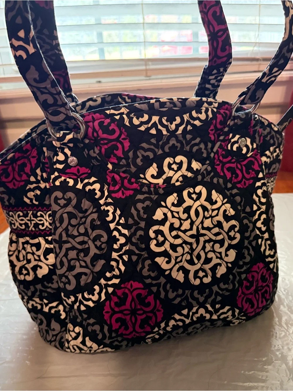 Vera Bradley Black, Canterberry Magenta Quilted Shoulder Bag